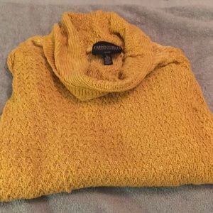 Cowl neck sweater, mustard